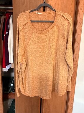 easel Long Sleeve Scoop Neck Top in Mustard